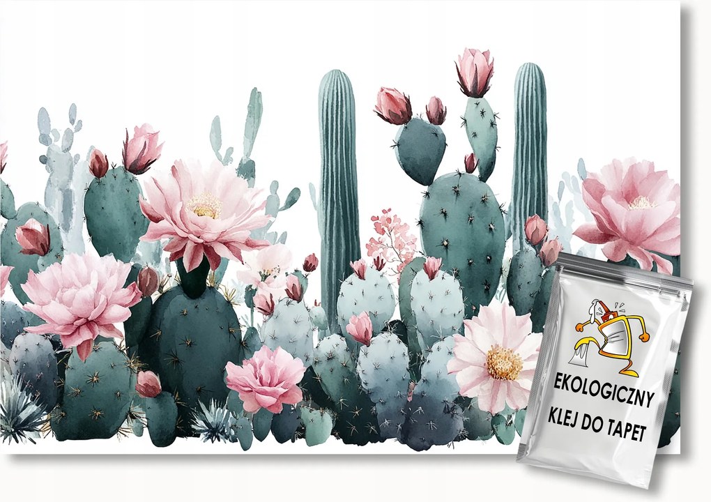 Fotótapéta Flizelina Gyerekek Akvarell Növények Kaktuszok Virágok 416x290 ragasztó
