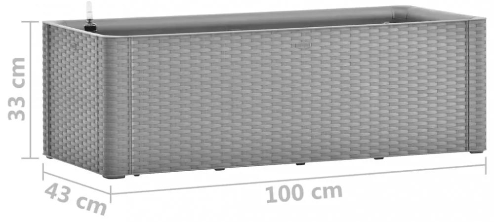 szürke kerti magaságyás öntözőrendszerrel 100 x 43 x 33 cm