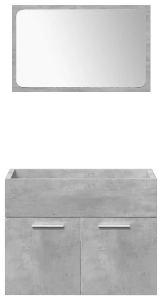 4 részes betonszürke szerelt fa fürdőszobai bútorszett