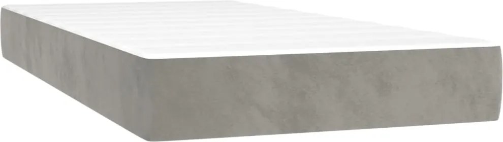 vidaXL világosszürke bársony zsebrugós ágymatrac közepes keménységű 100x200x20 cm