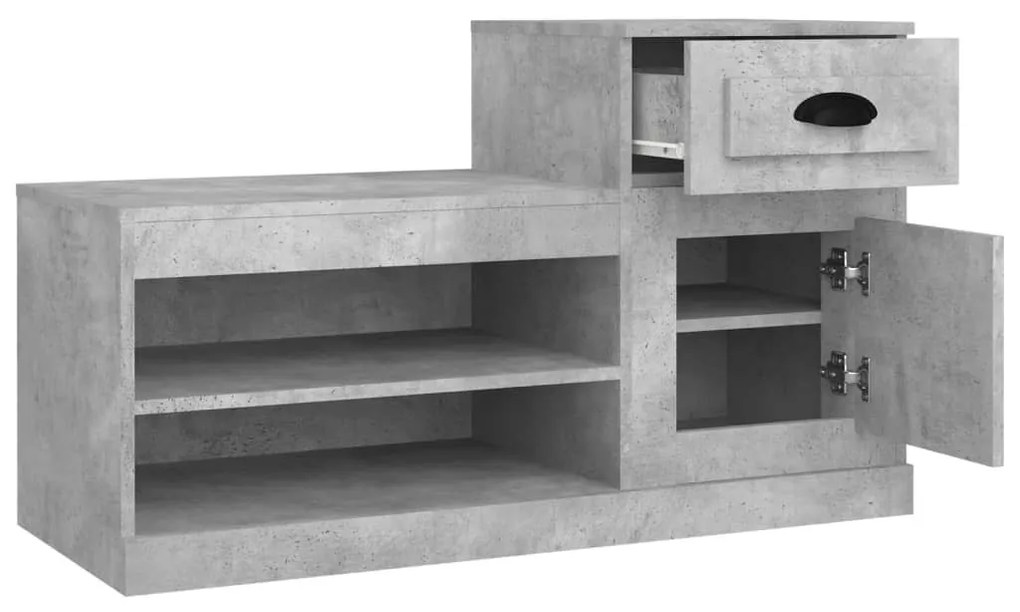 betonszürke szerelt fa cipőszekrény 100 x 42 x 60 cm
