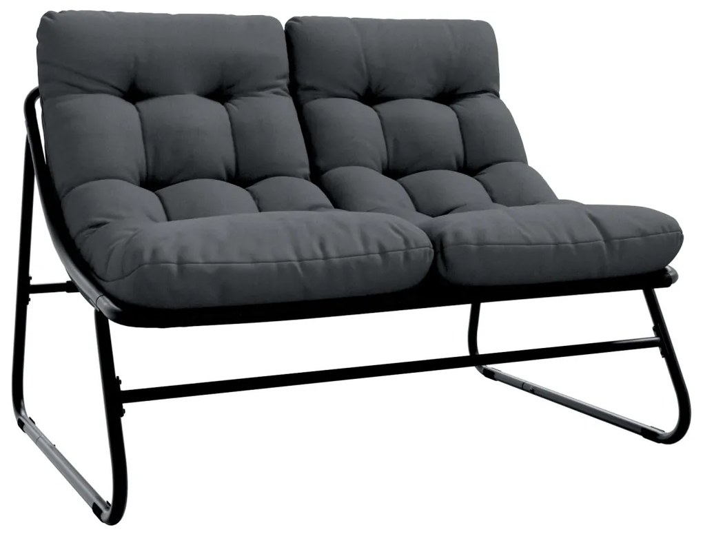 Párnás kerti pad Fekete 110x80x71 cm Acél