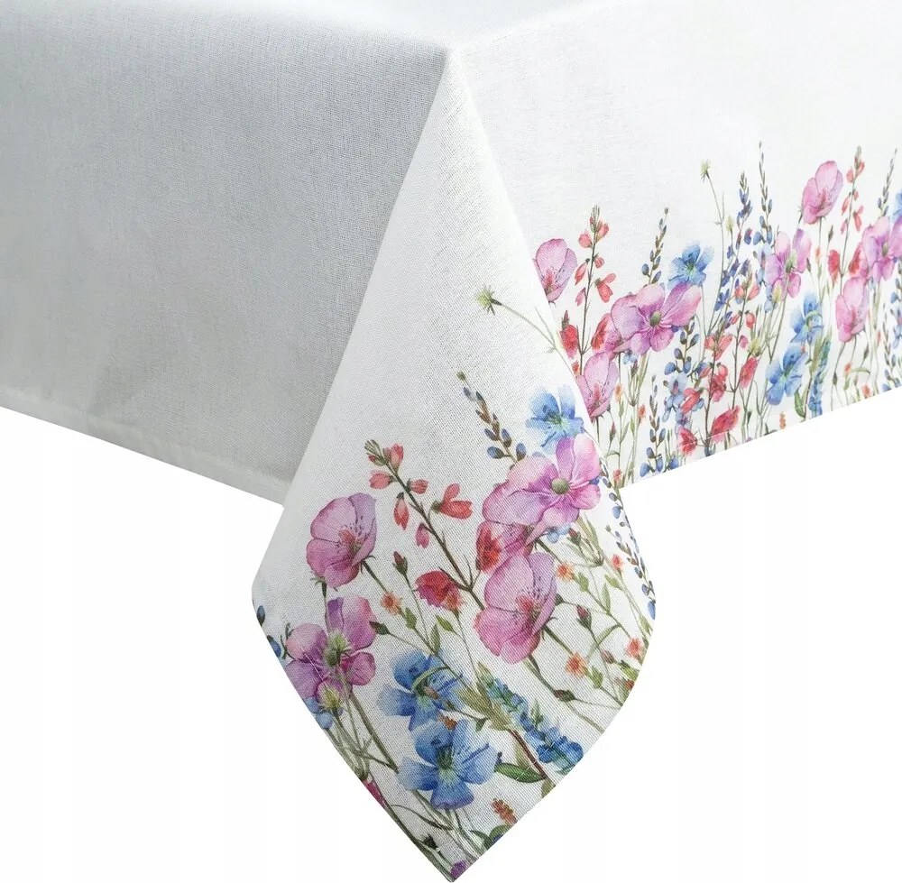 Abrosz dekoratív vízálló Ruby 110x140 Eurofirany fehér rózsaszín virágok