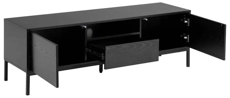 Fekete TV-állvány kőrisfa dekorral 140x45 cm Seaford – Actona