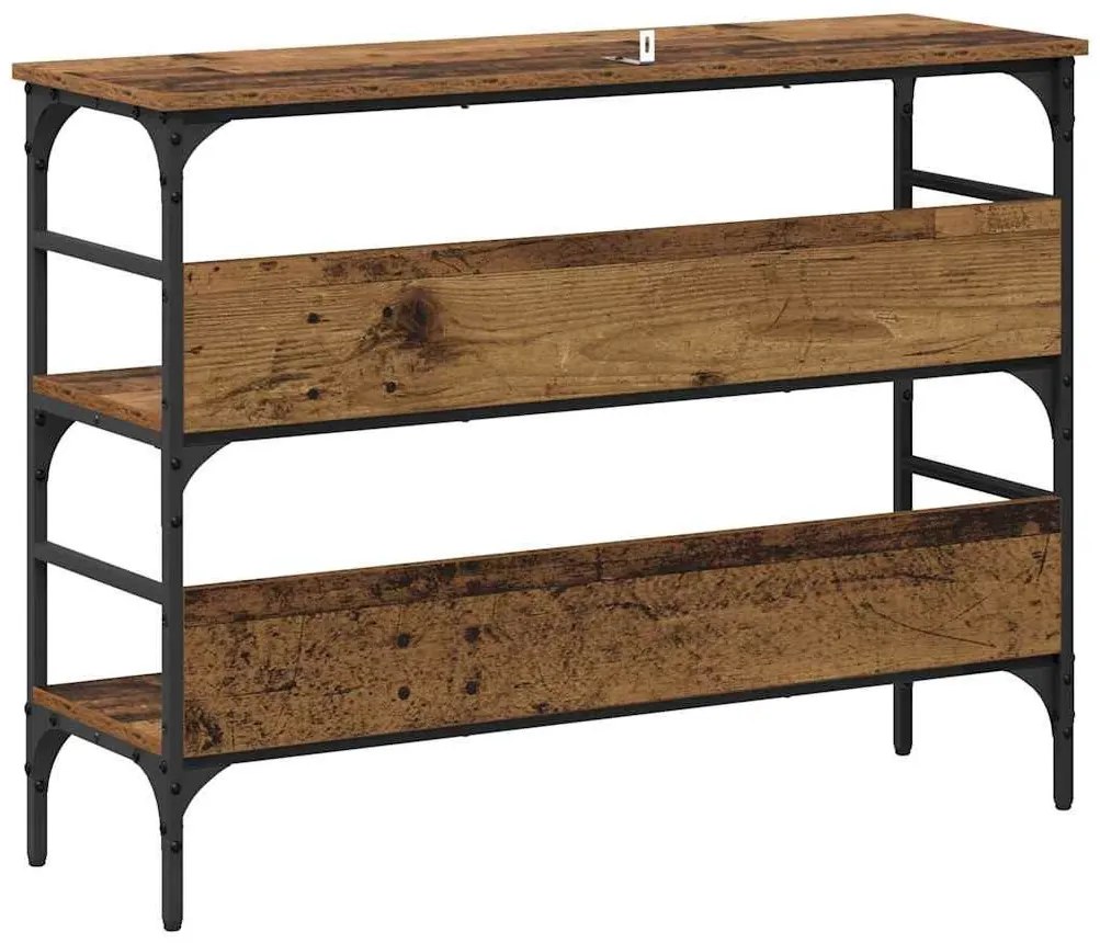 Konzolasztal polcokkal Régi fa 100 x 32 x 75 cm Faanyag