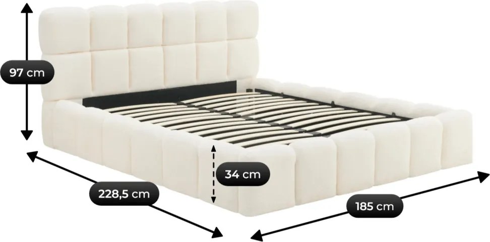 Franciaágy Krém Boucle szövet kárpittal. 160x200 MURCJA