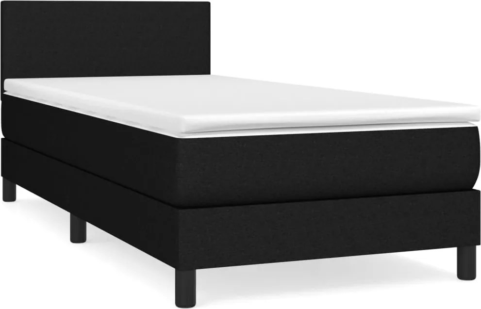 vidaXL fekete szövet rugós ágy matraccal 90x190 cm