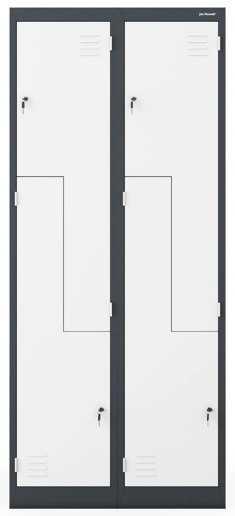 „L” típusú fémszekrény JULIA, 800 x 1850 x 450 mm, antracit-fehér