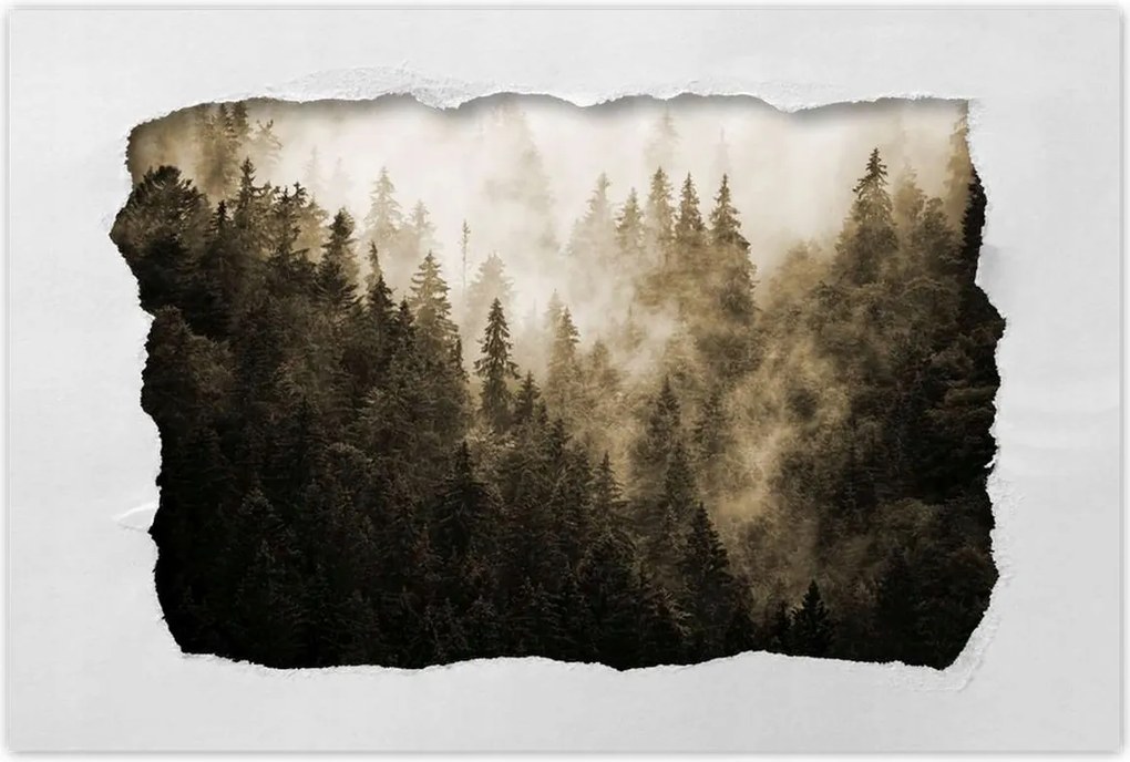 Poszterek 120x80 Tájkép Szépia Hegyek Köd