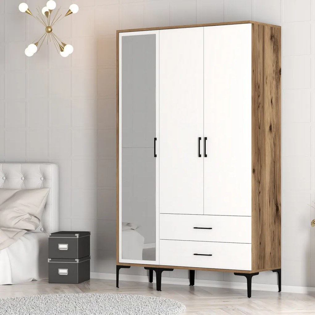 Kumsal gardróbszekrény, dió-fehér, 120 cm – TR845HCT5455