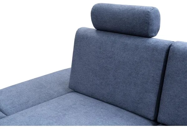 AVESTA ággyá nyitható kárpitozott L-alakú sarokkanapé tárolóval, balos, kék