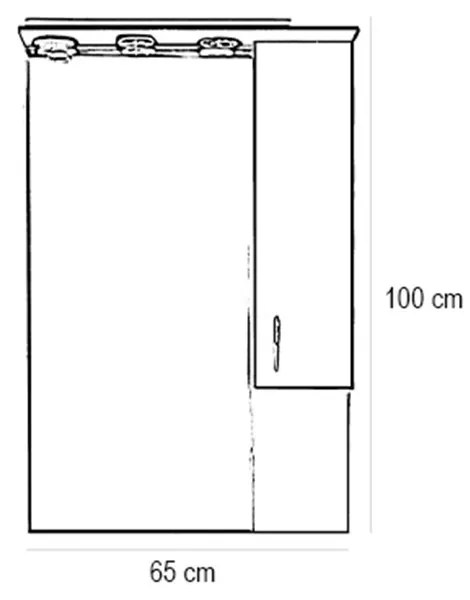 Bianca Plus 65 felsőszekrény, magasfényű fehér színben, jobbos nyitásirány
