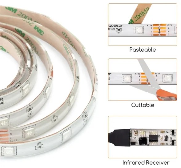 Aigostar - LED RGB fényerőszabályozható szalag 5m LED/24W/12/230V IP65 + távirányító