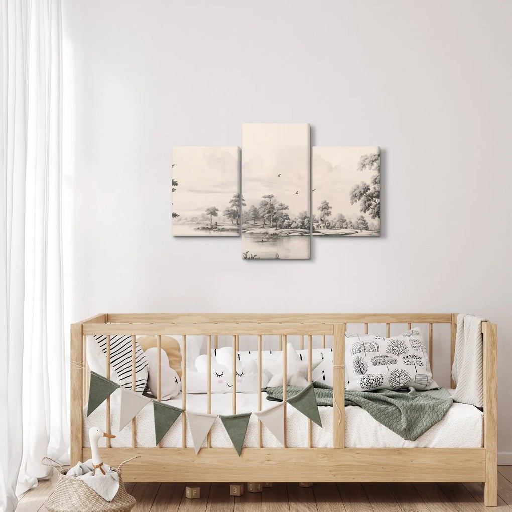 Kép - Vintage tájkép rajz (90x60 cm)