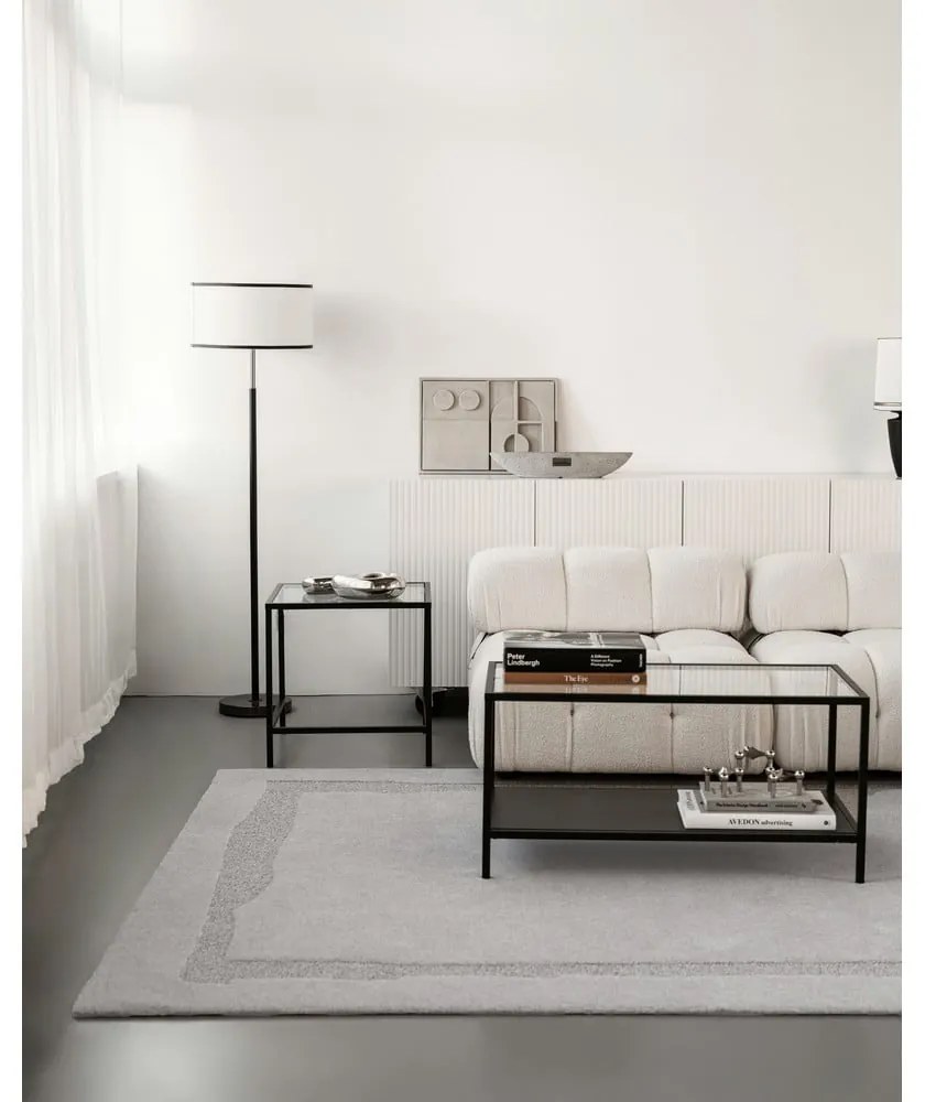 Világosszürke gyapjú szőnyeg 133x190 cm Morphic Rocca – Agnella