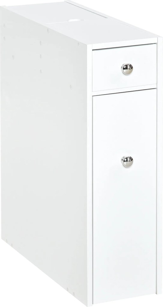 HOMCOM Fürdőszobai Oldalszekrény 2 Fiókkal és Tetővel Ellátott Felső Rekesszel Mosogató Showerhez 17x48x58 cm Fehér | Aosom