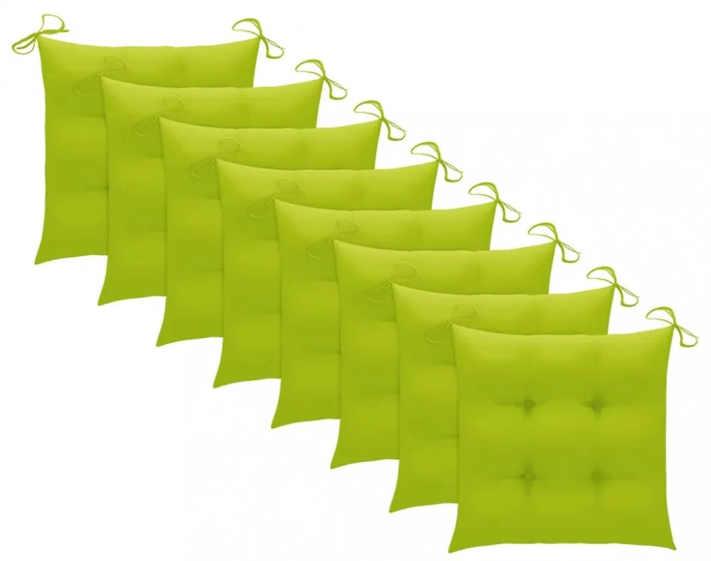 8 db tömör tíkfa kerti szék élénkzöld párnával