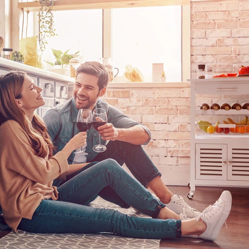 Klarstein Louisiana, tálalókocsi, konyhai kocsi, 5 szintes, fából készült szalvétatartó, mobil