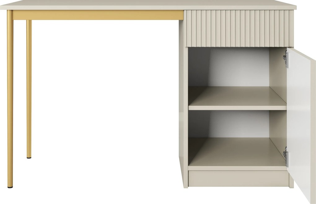 Nicole íróasztal 120 cm, egyajtós, fiókos - kasmír / arany lábak