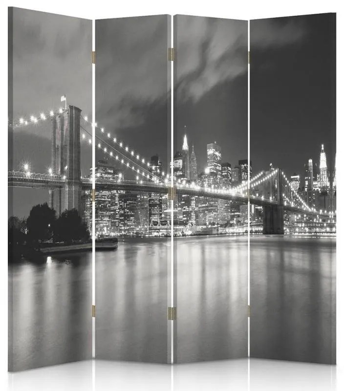 Gario Paraván Brooklyn híd éjszaka Méret: 145 x 170 cm, Kivitelezés: Forgó paraván 360°