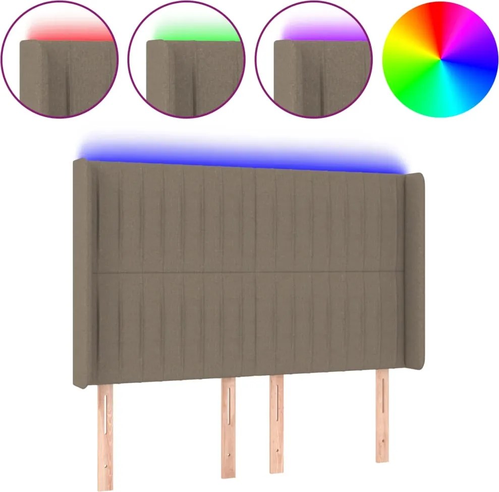 vidaXL tópszínű szövet LED-es fejtámla 147x16x118/128 cm
