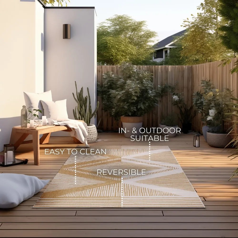 Okkersárga-krémszínű kültéri szőnyeg 80x150 cm Gemini – Elle Decoration