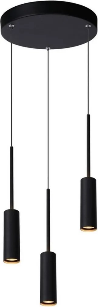 LUCIDE 24401-21-30 TUBULE Többágú Függesztett Lámpa Fekete LED IP20