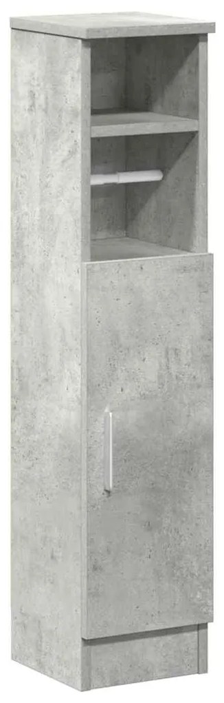 betonszürke fürdőszobaszekrény tekercstartóval 20,5x22x90 cm