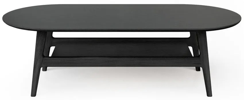 Fekete dohányzóasztal tölgyfa dekorral 60x130 cm Curved – Woodman