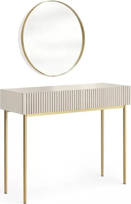 Nicole fésülködőasztal arany tükörrel 60 cm - kasmír / arany lábak