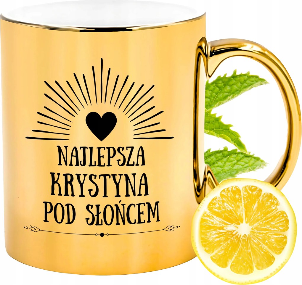 Prémium Arany Csillogó Bögre Krisztina Ajándék Nyomtatott Fotóval