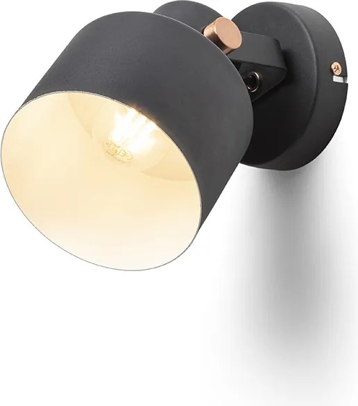 RENDL CELEIA felületre szerelhető matt fekete szálcsiszolt réz 230V LED E27 11W