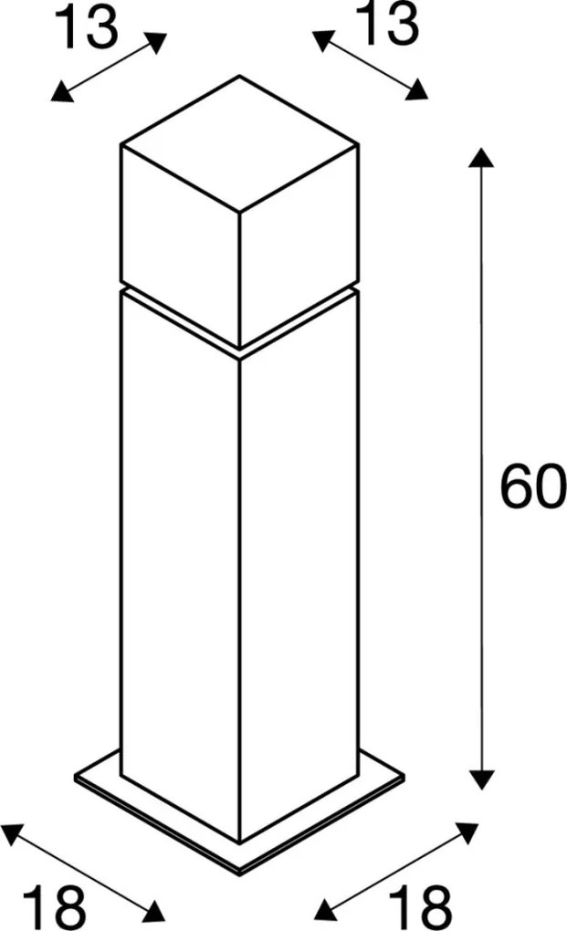 SLV 1000345 SQUARE Modern Kültéri Állólámpa Rozsdamentes Acél E27 IP44