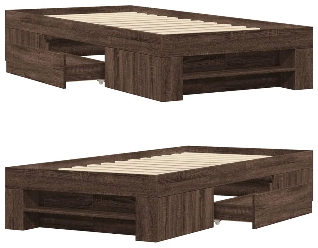 barna tölgy színű szerelt fa ágykeret matrac nélkül 90x200 cm