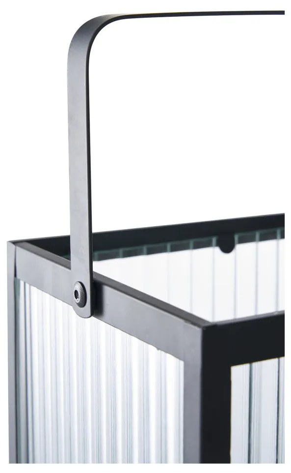 Almonte dekorációs lámpás, fémből/üvegből, fekete