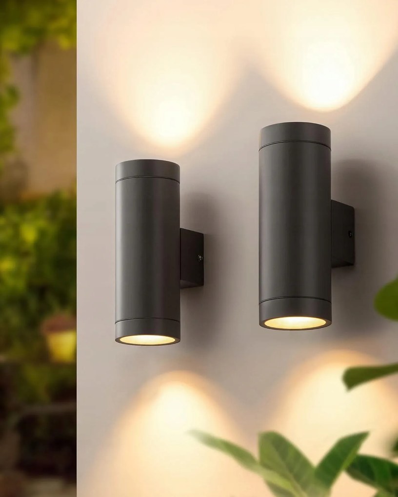 2 db-os kültéri homlokzati fali lámpa szett antracit IP44 fém