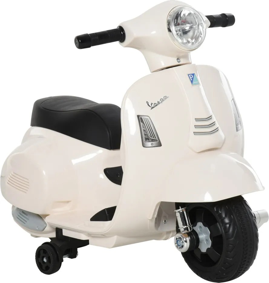 HOMCOM Elektromos gyerekmotor vespa, LED fénnyel, hanggal, 18-36 hónapos korú, fehér