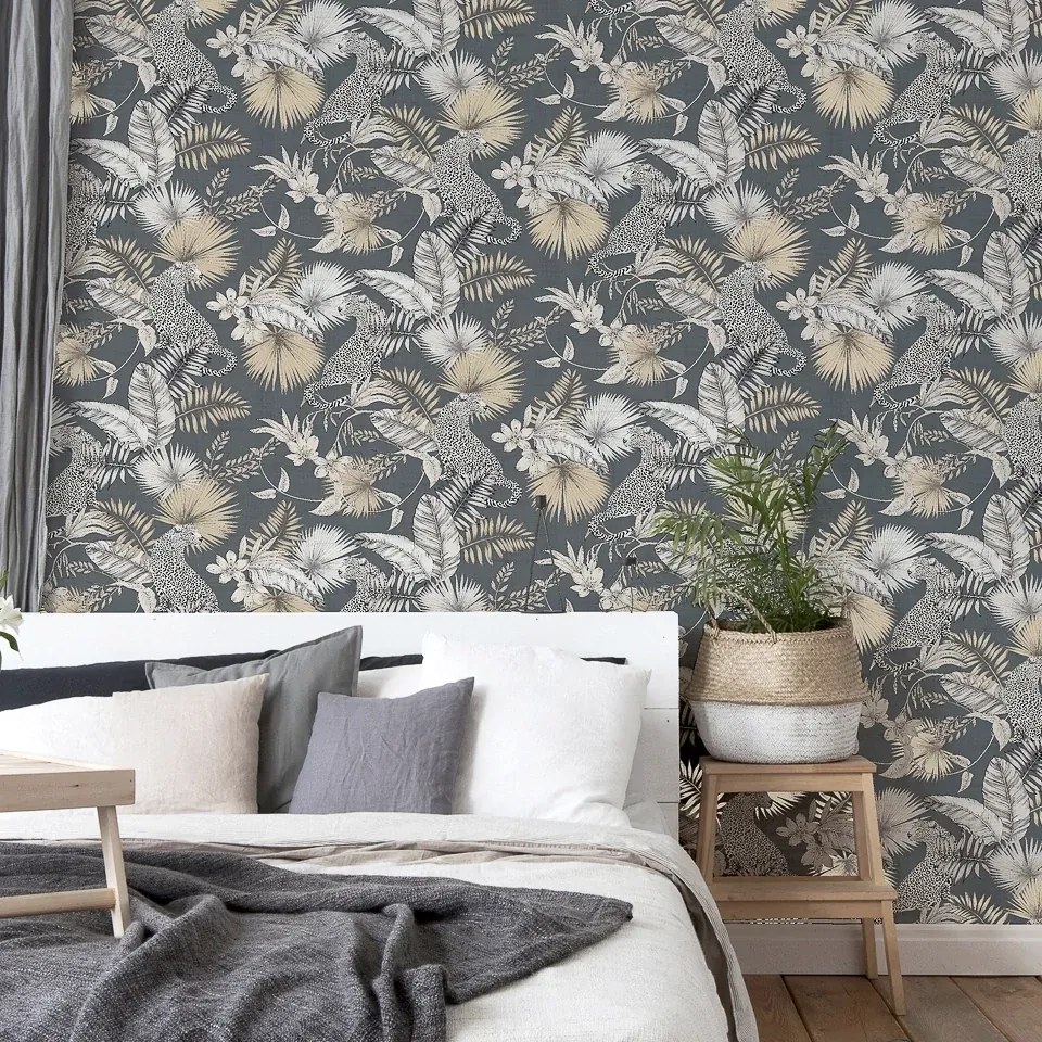 Arthouse Signature 2 Tropical Leopard bézs-szürke leopárdmintás papír tapéta – 909408