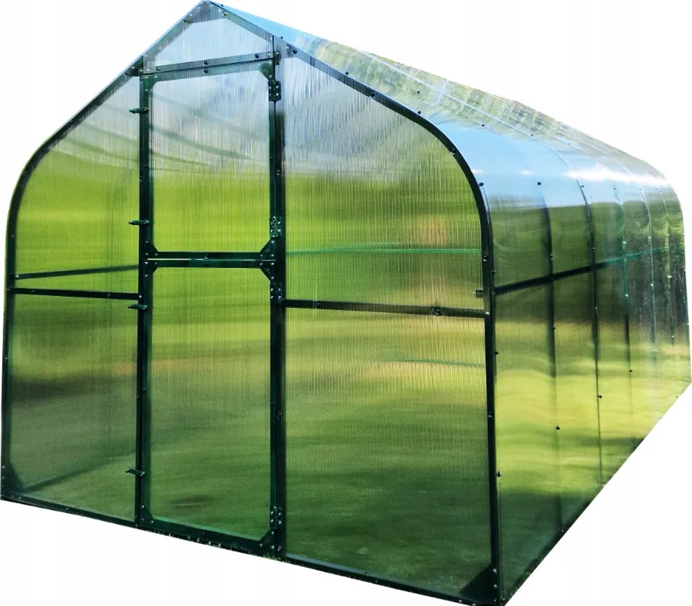 Polikarbonát Üvegház Alagút 15M2 250X600 Ptf Lengyel Alumínium Zöld