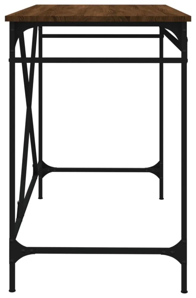 barna tölgyszínű szerelt fa és vas íróasztal 100x50x75 cm
