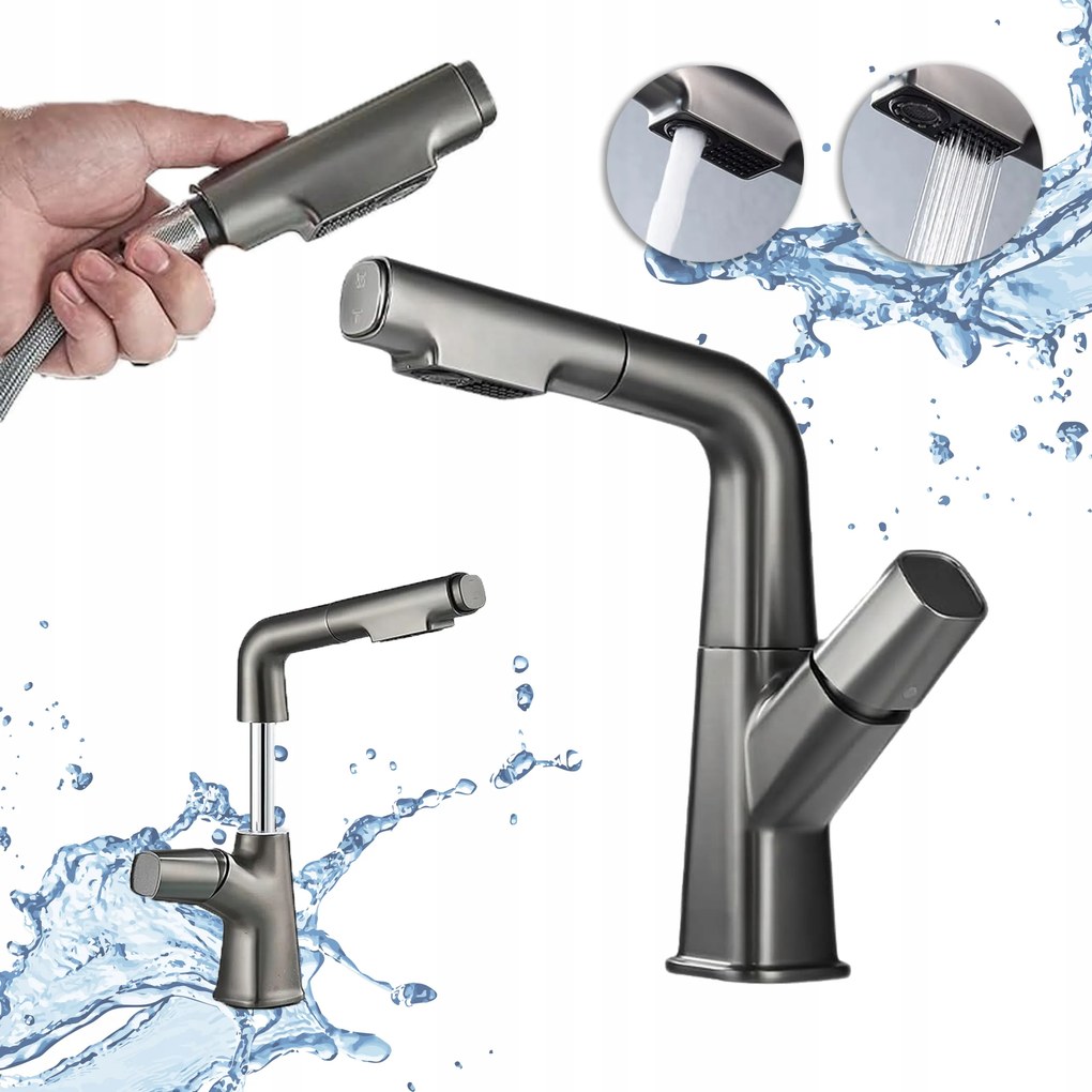 Álló csaptelep Tepe mosdóhoz Kihúzható csaptelep mosogatóhoz szürke