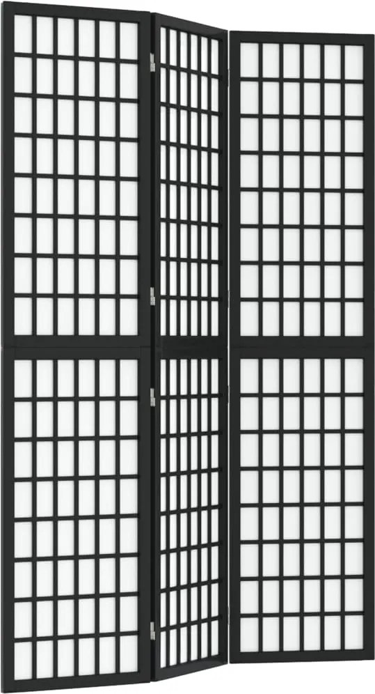 vidaXL 3 paneles fekete japán stílusú összecsukható paraván 120x170 cm