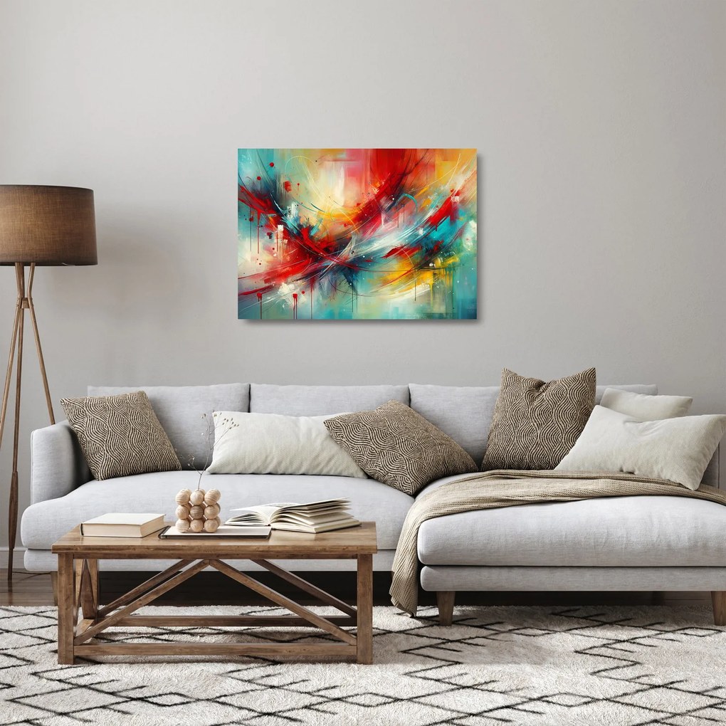 Üveg kép – Absztrakció pirossal (70x50 cm)