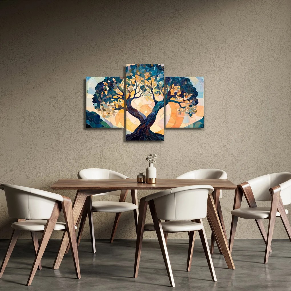 Kép – Mozaik – nap és fa II. (90x60 cm)