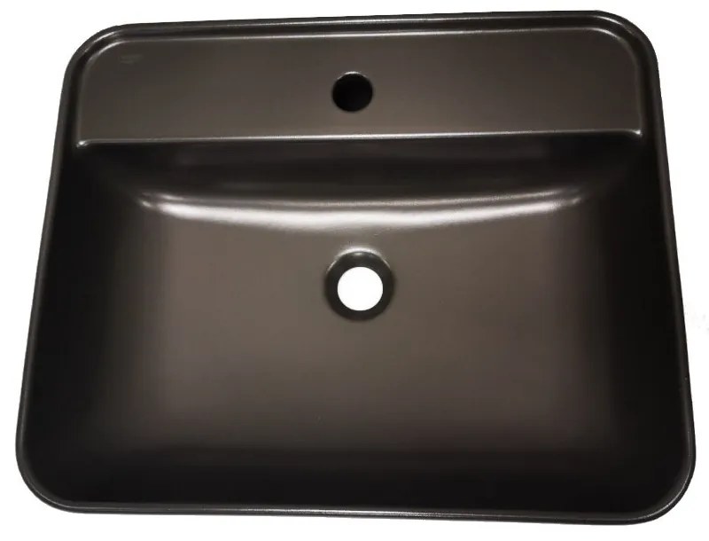 CeraStyle ONE - PULTRA ültethető - Top Counter- porcelán mosdó - MATT FEKETE - csaplyukas - 55 x45 cm