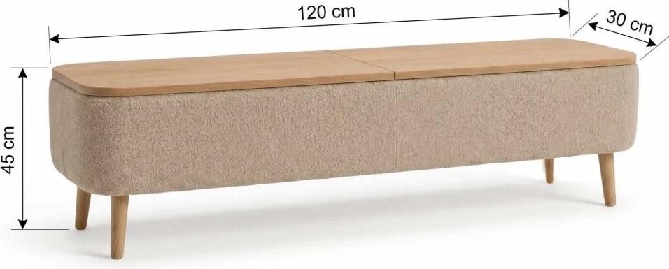 Sarven tárolópuff, bézs, 120 cm