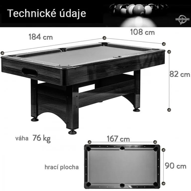 GamesPlanet® Biliárdasztal TRENDLINE 6ft + tartozékok