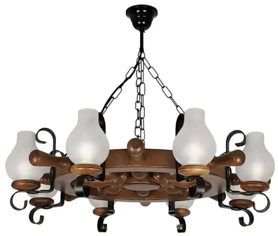 Brilagi - Csillár láncon TIMONA 8xE14/40W/230V bükkfa/dió