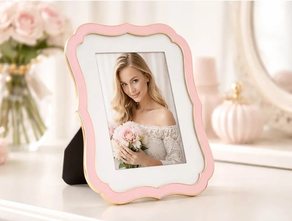 Világos rózsaszín fém-üveg álló képkeret 17x22 cm Margot – Mauro Ferretti