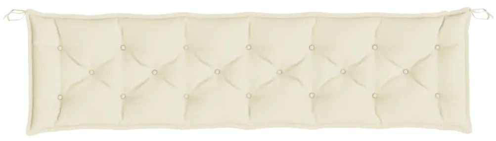 2 db krémfehér oxford szövet kerti padpárna 200 x 50 x 7 cm